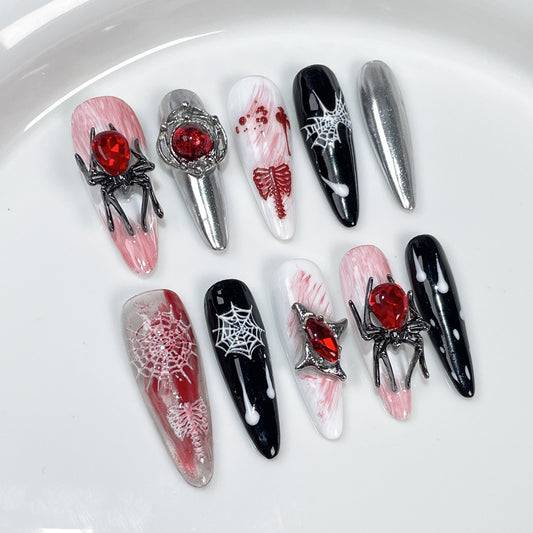 Halloween New  Handmade Press-on Nails  Niche Sweet and Cool Spice Girls Wearing Fake Nails｜365nails