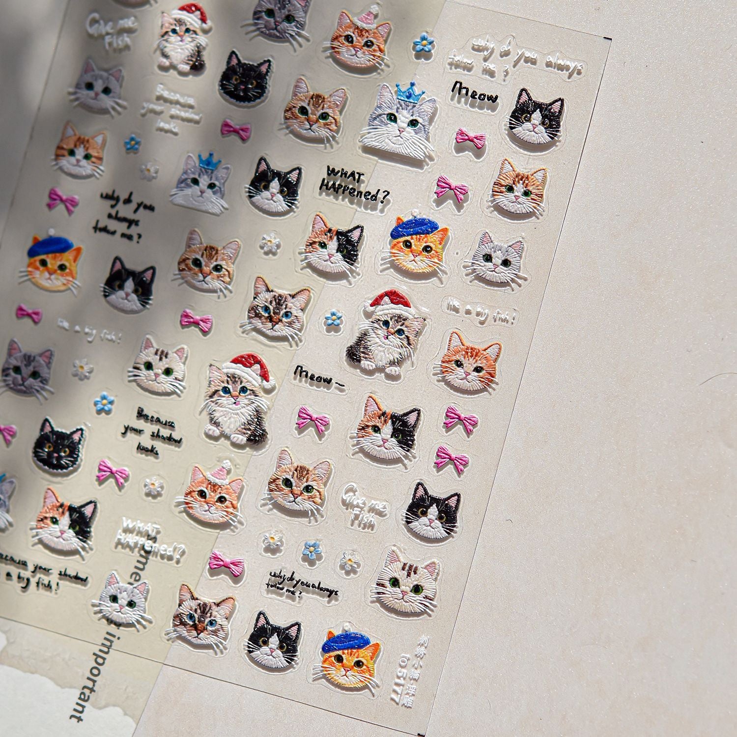 Cute Cat Emboss – Pet Lover Nail Art Stickers