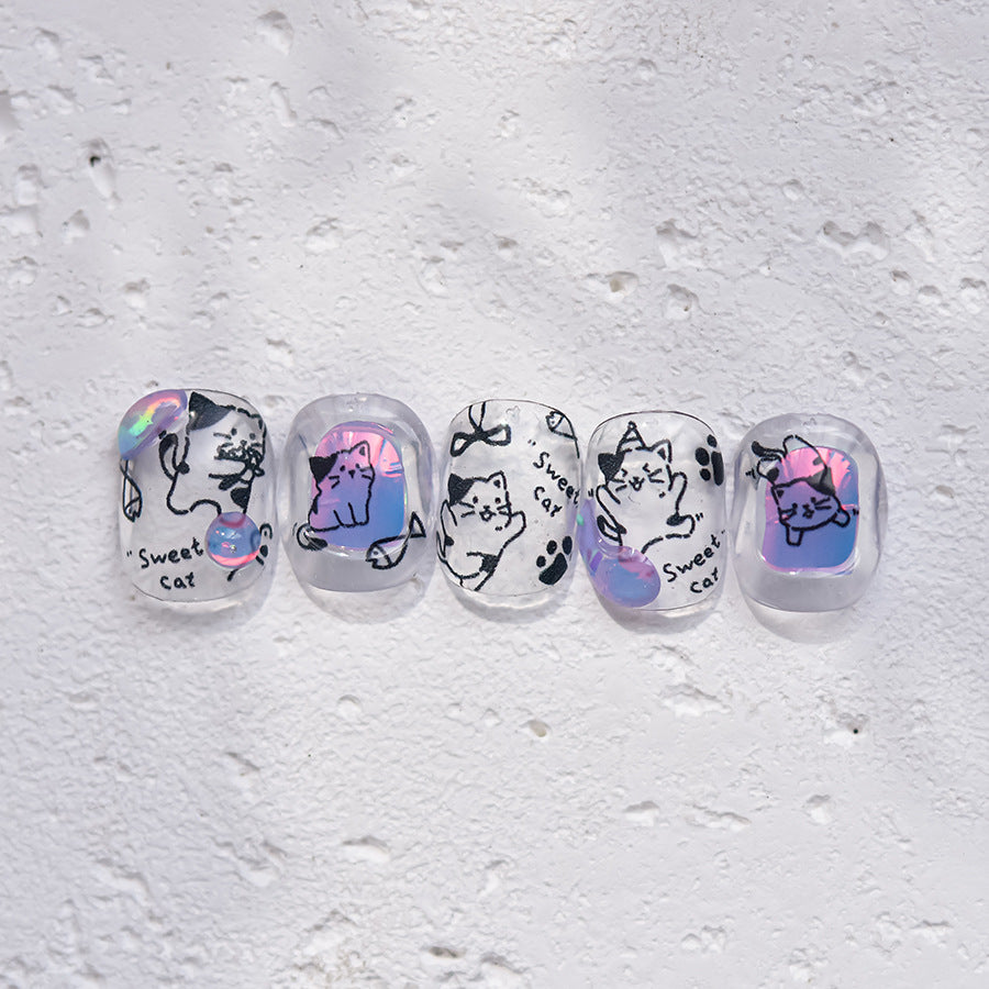 365nails: "kawaii line art cat doodle" – Nail Art Stickers