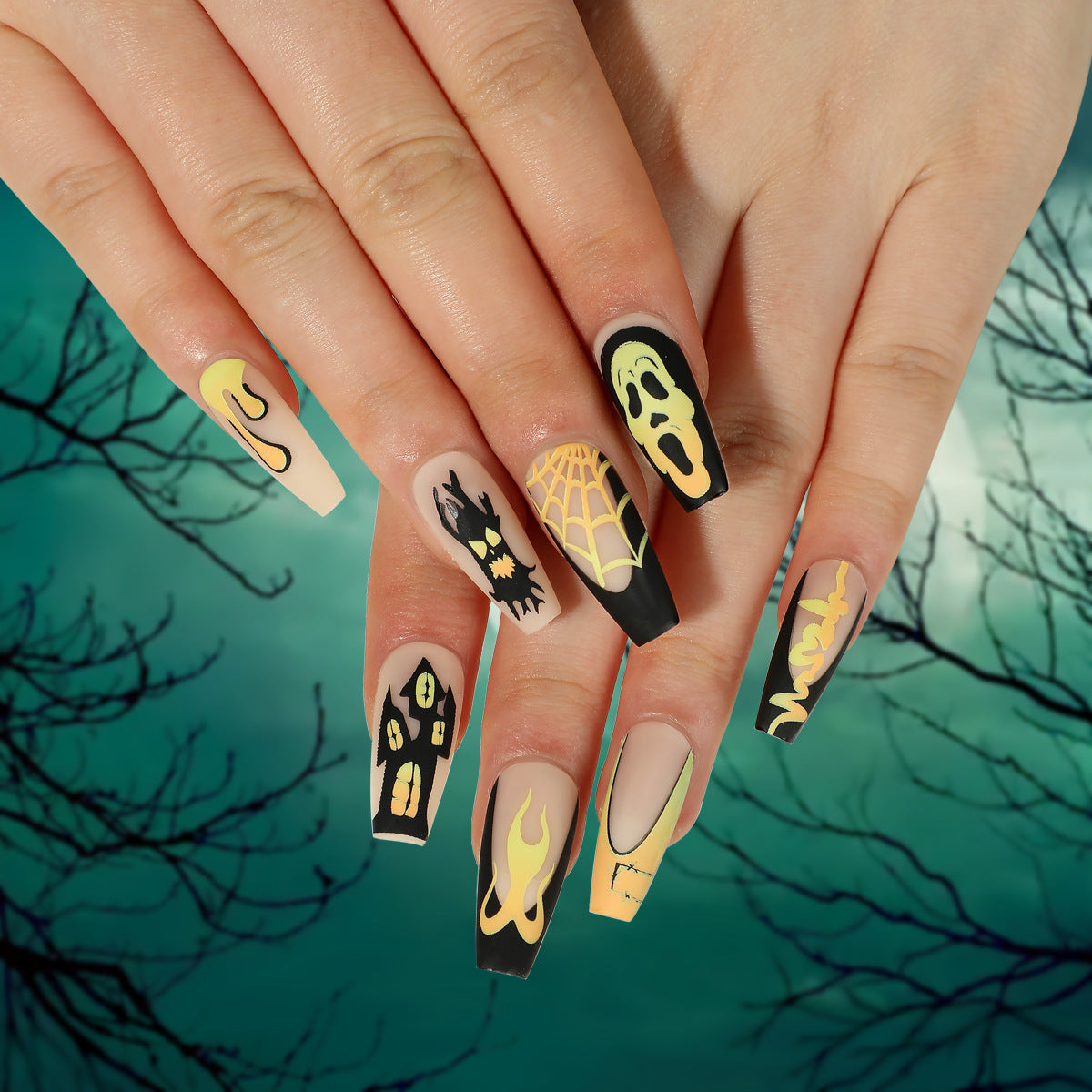 Unhas postiças tridimensionais para Halloween, unhas 3D, folhas de unha de morcego e aranha, atacado ｜ 365nails