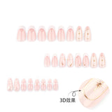 3D Bohemian French White Short Almonds press-on nails