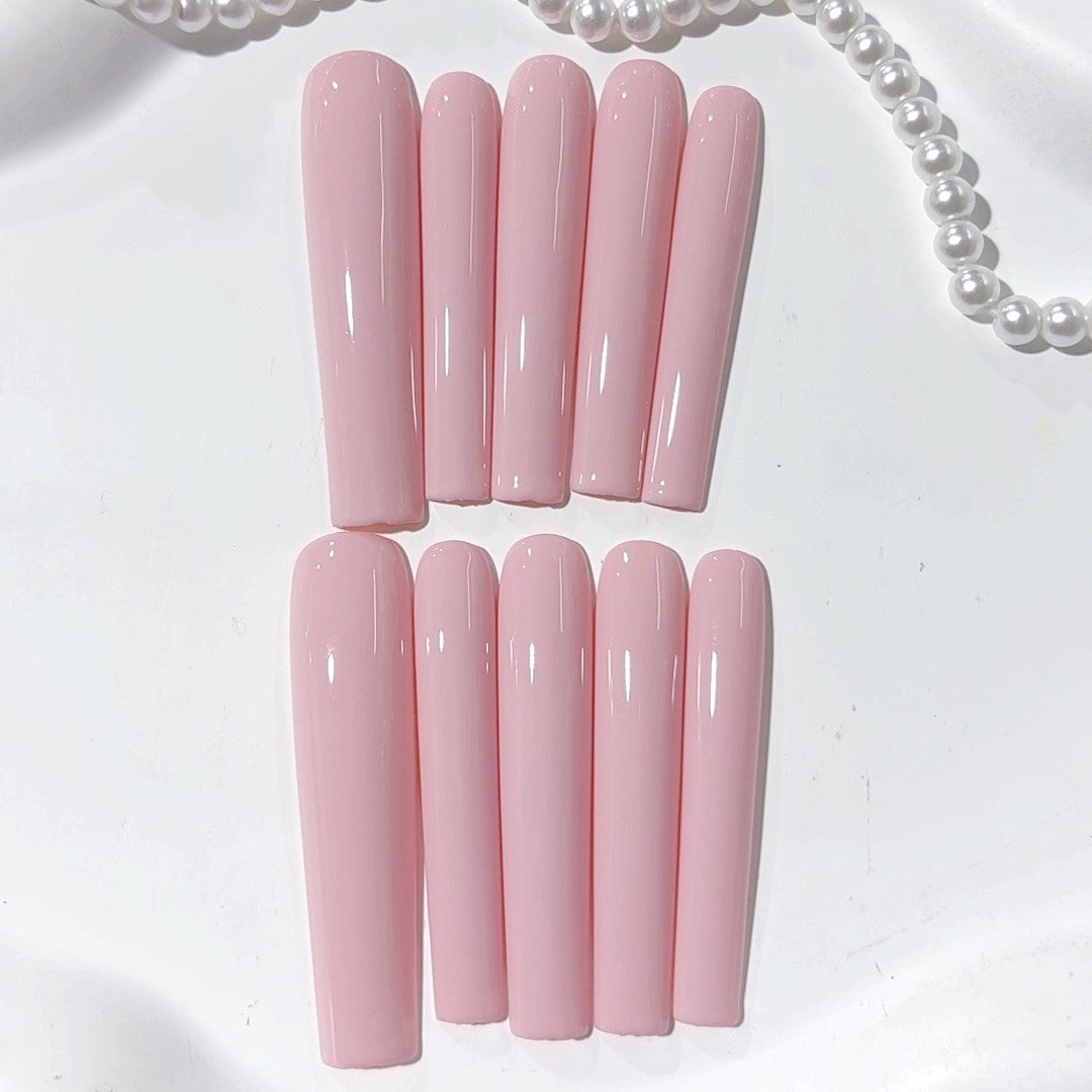 Soft Pink Minimal Glossy Extra Long Press On Nails
