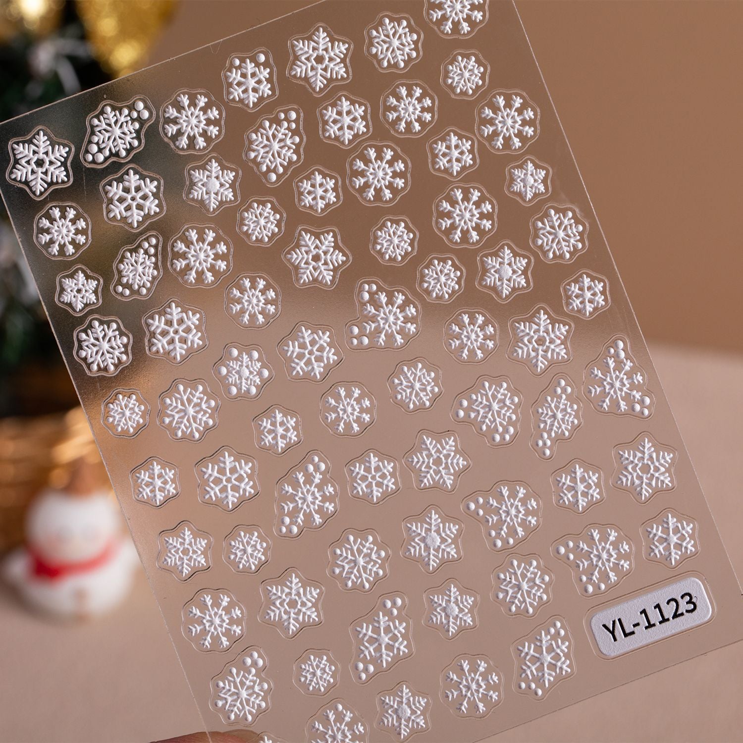 Winter Christmas Snowflake Nail Art Sticker 5D Embossed Three-dimensional White Hollow Snowflake Nail Sticker Ornament YL