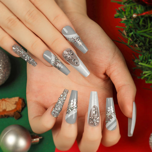 New Christmas Wear Nail Nail Art Finished Product Wholesale  Special for Flash Diamond False Nail Patch Removable｜365nails