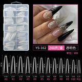 Nail Tips semi-full sticker, light sticker, extended water pipe nail 240 pieces XXXL thin dog transparent manicure patch fake nail