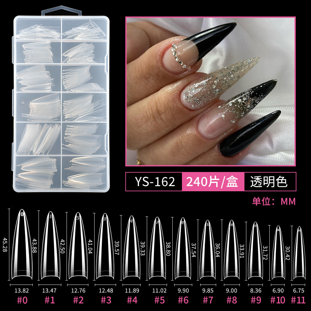 Nail Tips semi-full sticker, light sticker, extended water pipe nail 240 pieces XXXL thin dog transparent manicure patch fake nail