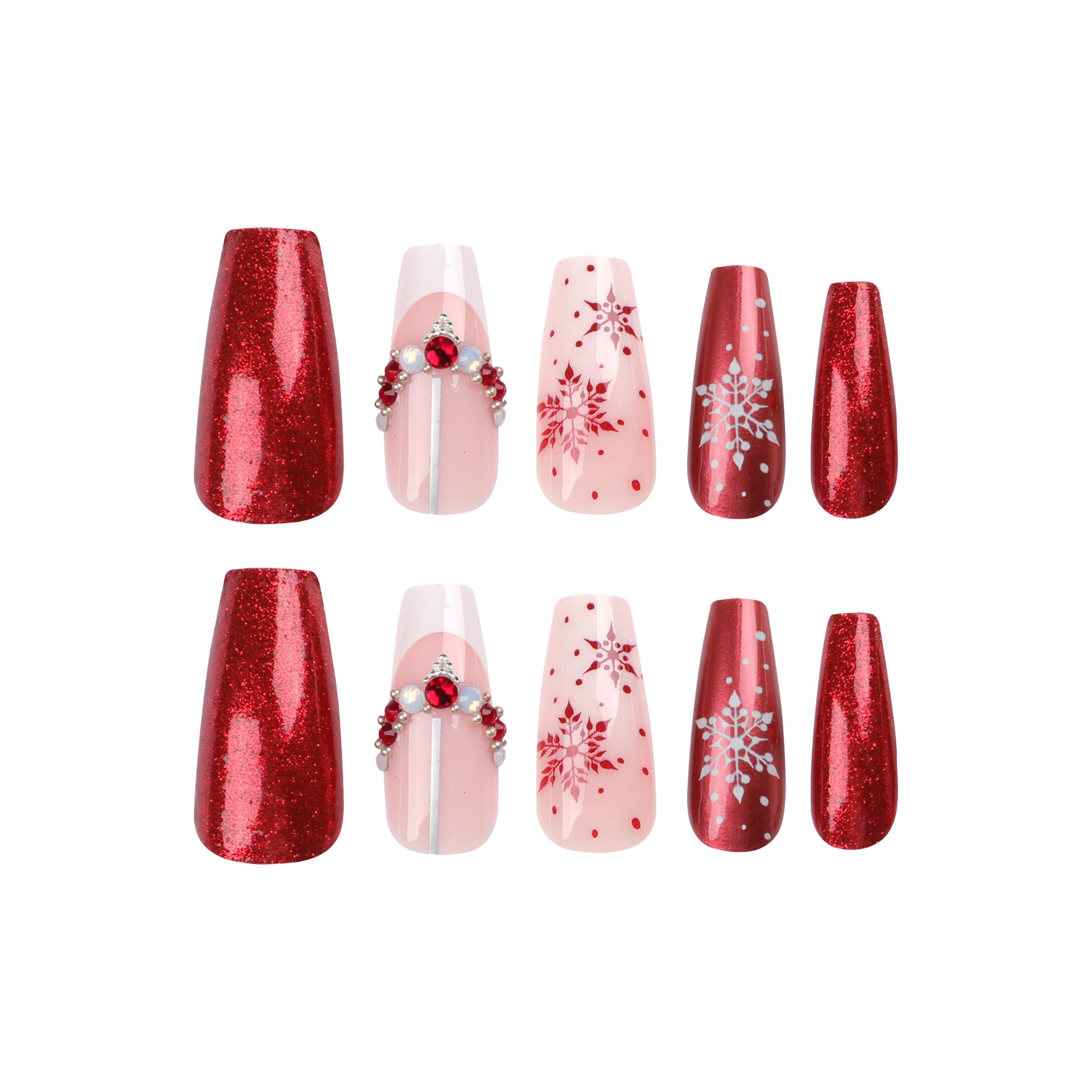 Explosão de floco de neve de Natal unhas postiças remendo destacável unhas de pressão manicure peça de unhas produto acabado fábrica atacado ｜365nails