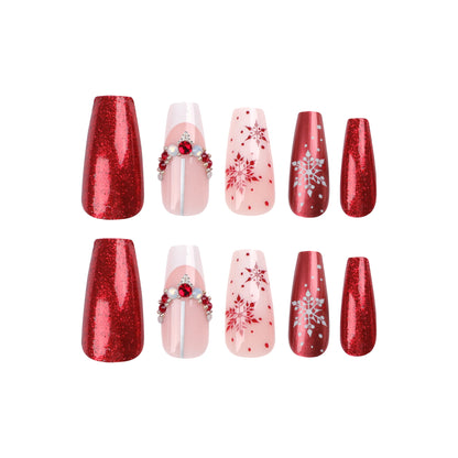 explosion Christmas snowflake fake nails patch detachable Press onable nails manicure nails piece finished product factory wholesale｜365nails