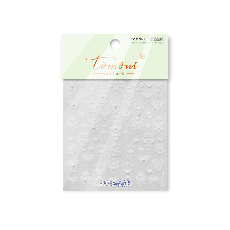 Baroque Crystal: "White Crystal Emboss" – 3D Embossed Nail Sticker