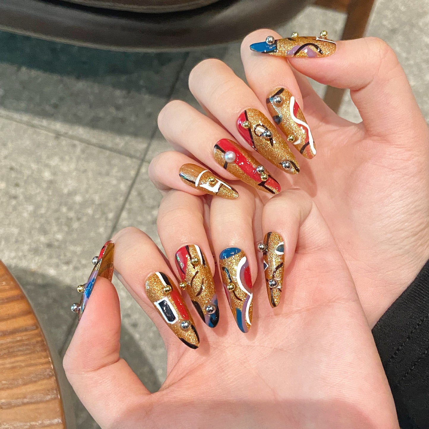 Unhas artesanais leves e luxuosas, linha de emendas coloridas, manicure destacável | 365nails