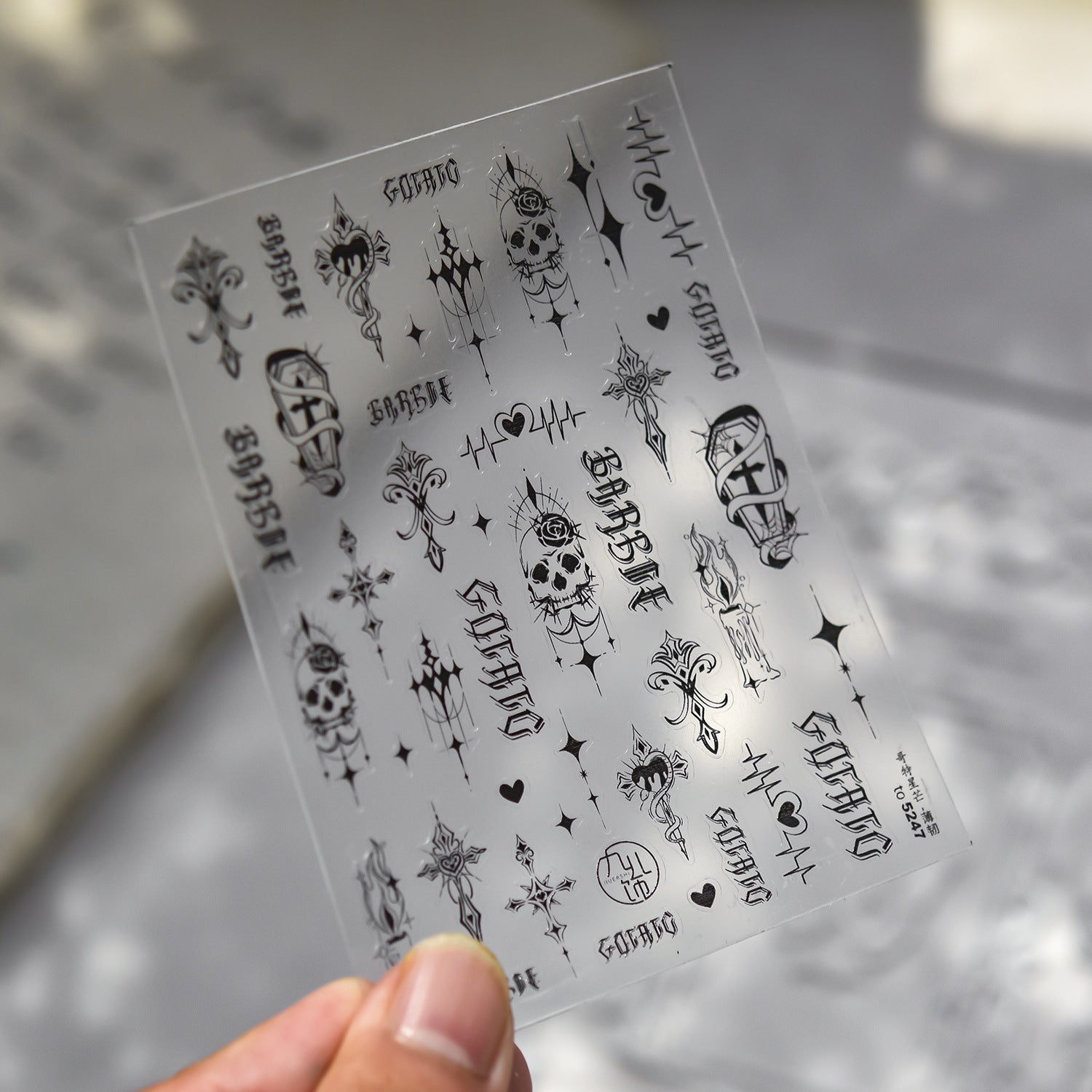 365nails: 고딕 해골 타투 엠보싱 세트 네일 아트 스티커