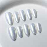 Handmade Press-on Nails Simple Spice Girl Aurora Nail Shining Solid Color  Almond Nail Wearing Fake Nails｜365nails