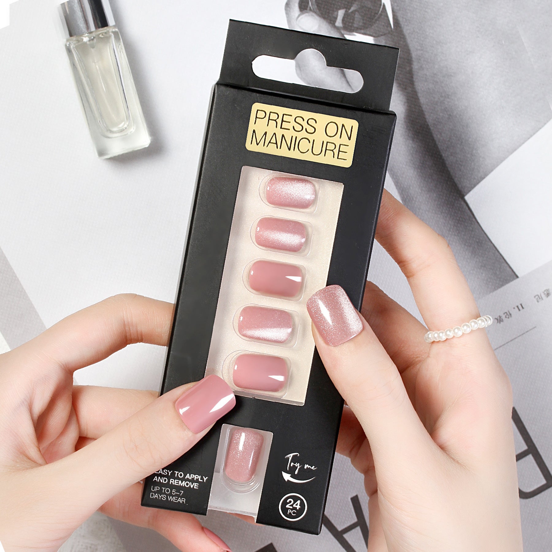 Starry Cat Eye Short Nail Set