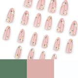 Flower fake nail manicure simple ins wind    spring and summer almond nail fake nails｜365nails