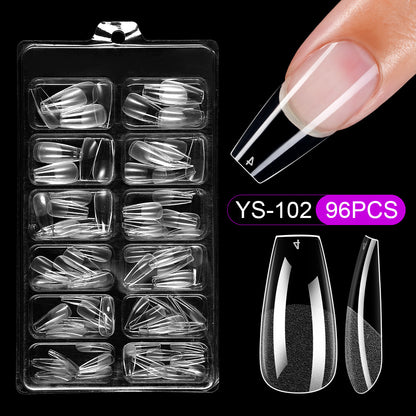 Nail Tips press on nails pads 96 pieces seamless ultra-thin almond fake nail patches removable fully transparent matte extended manicure