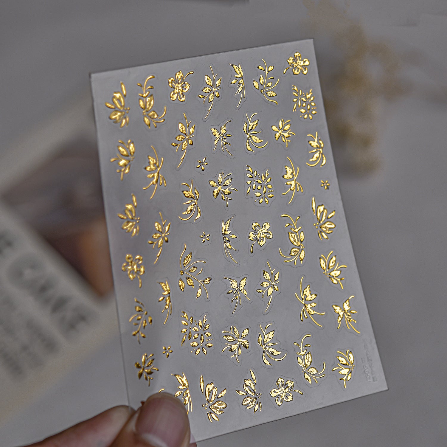 Gilded Floral Collection: "Vintage Gilded Orchid" – 3D Embossed Nail Sticker