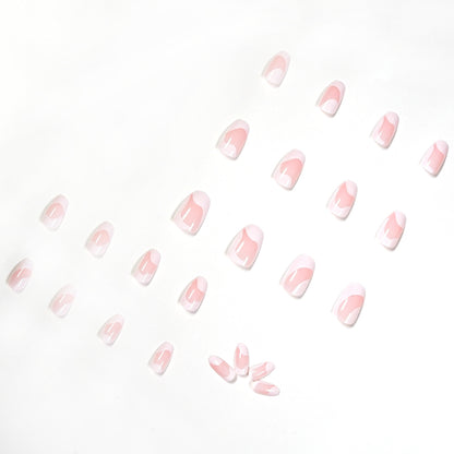 Série simples unha francesa branca prensada unha postiça unha removível peça de unha ｜365nails