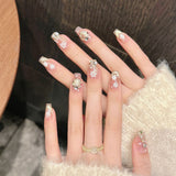 Christmas Ice Crystal Press‑On Nails – Snowflake Glitter Design
