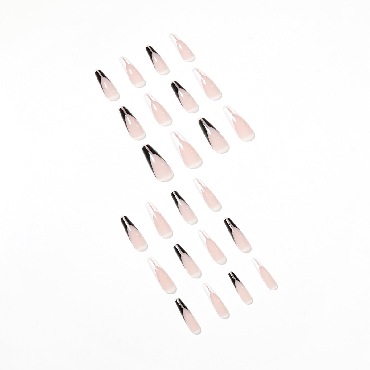 Ballet largo de pato mandarín francés en blanco y negro Uñas postizas para usar Arte de uñas terminado Parche de arte de uñas Uñas postizas Uñas removibles｜365nails