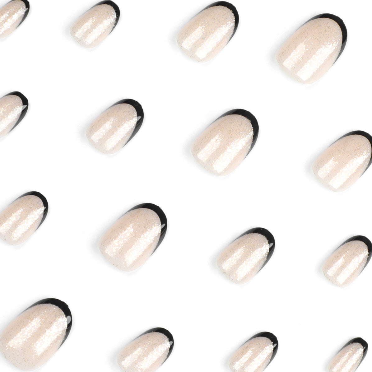 Wearing nail piece Black French glitter Short wearing nail piece Detachable finished nail piece Wholesale nail