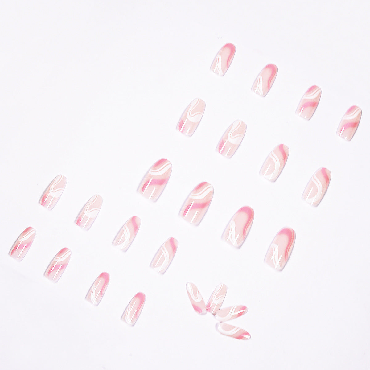 Pop Series Simple Pink White Press on  Finished Fake Nail Nail  Nail  Removable Nail｜365nails