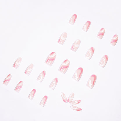 Pop Series Simple Pink White Press on  Finished Fake Nail Nail  Nail  Removable Nail｜365nails