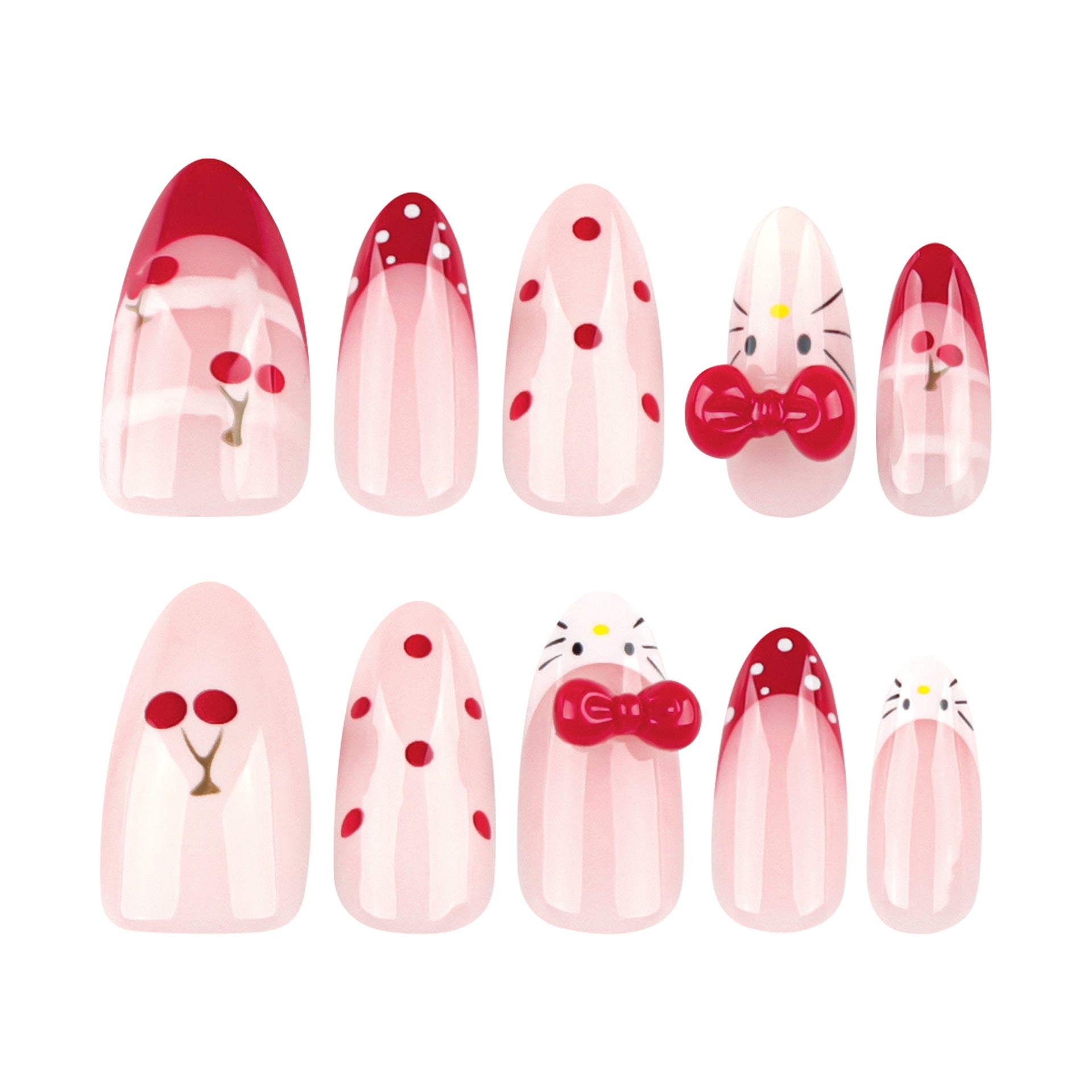 Sweet bow polka dots cute press-on nails