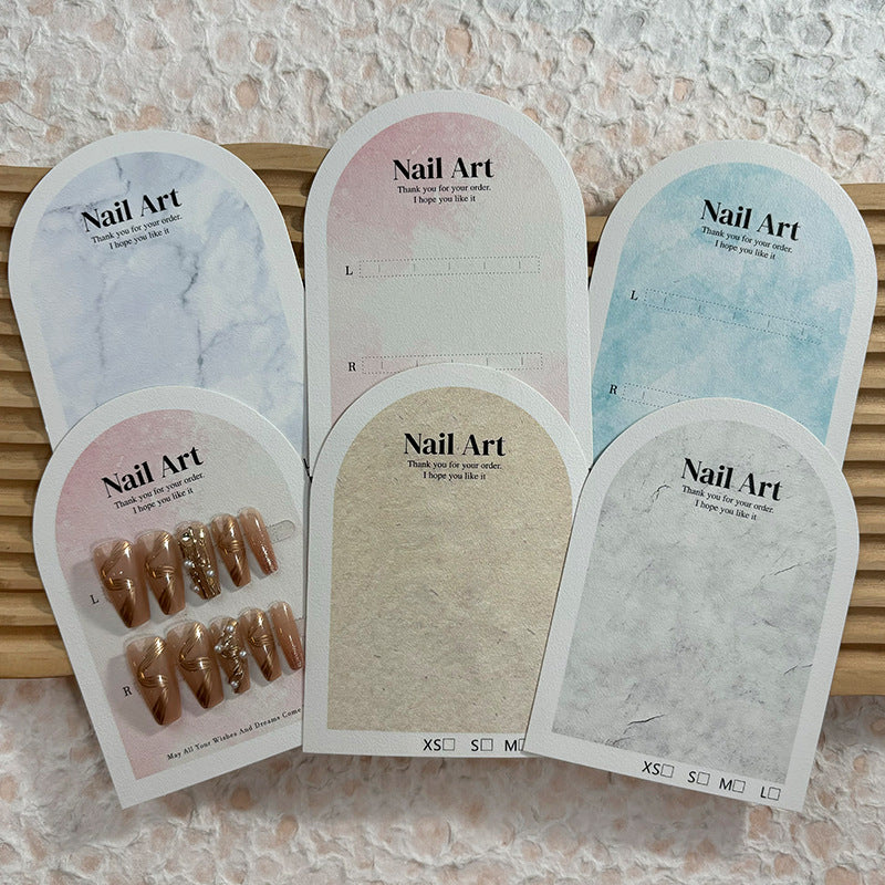 Cartão de Instruções de Unhas Postiças, cartão branco com padrão de casca de ovo arqueado (MOQ: 50 peças)