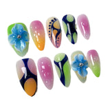 Líneas irregulares pintadas a mano, arte de uñas grabado tridimensional, uñas almendradas｜365nails