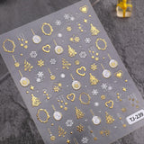 Bronzing Christmas Tree Nail Art Sticker 5D Embossed Three-dimensional Snowflake Christmas Ball DIY Nail Sticker Ornament TJ