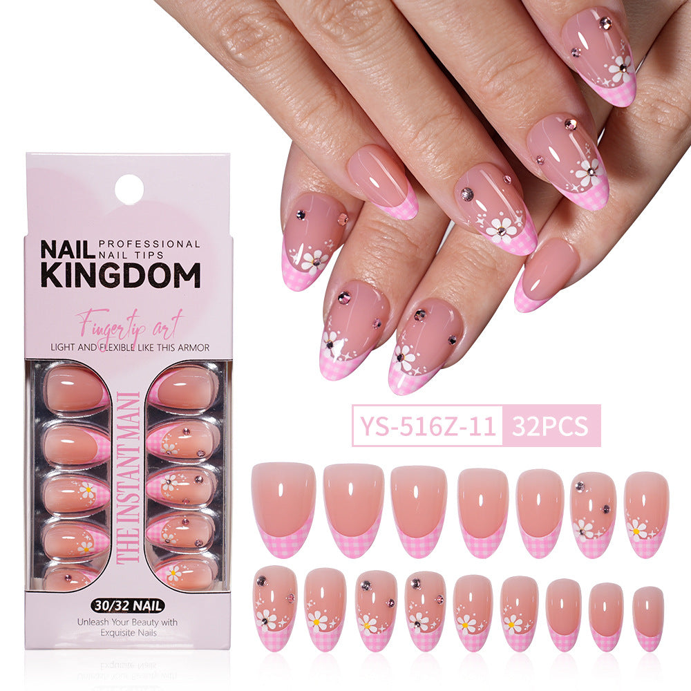 "Spring Daisy French" - Floral 32Pcs Press-On Nails Set