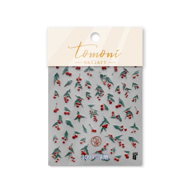 365nails: "Red Berry Green Leaf Oriental" – nail art stickers