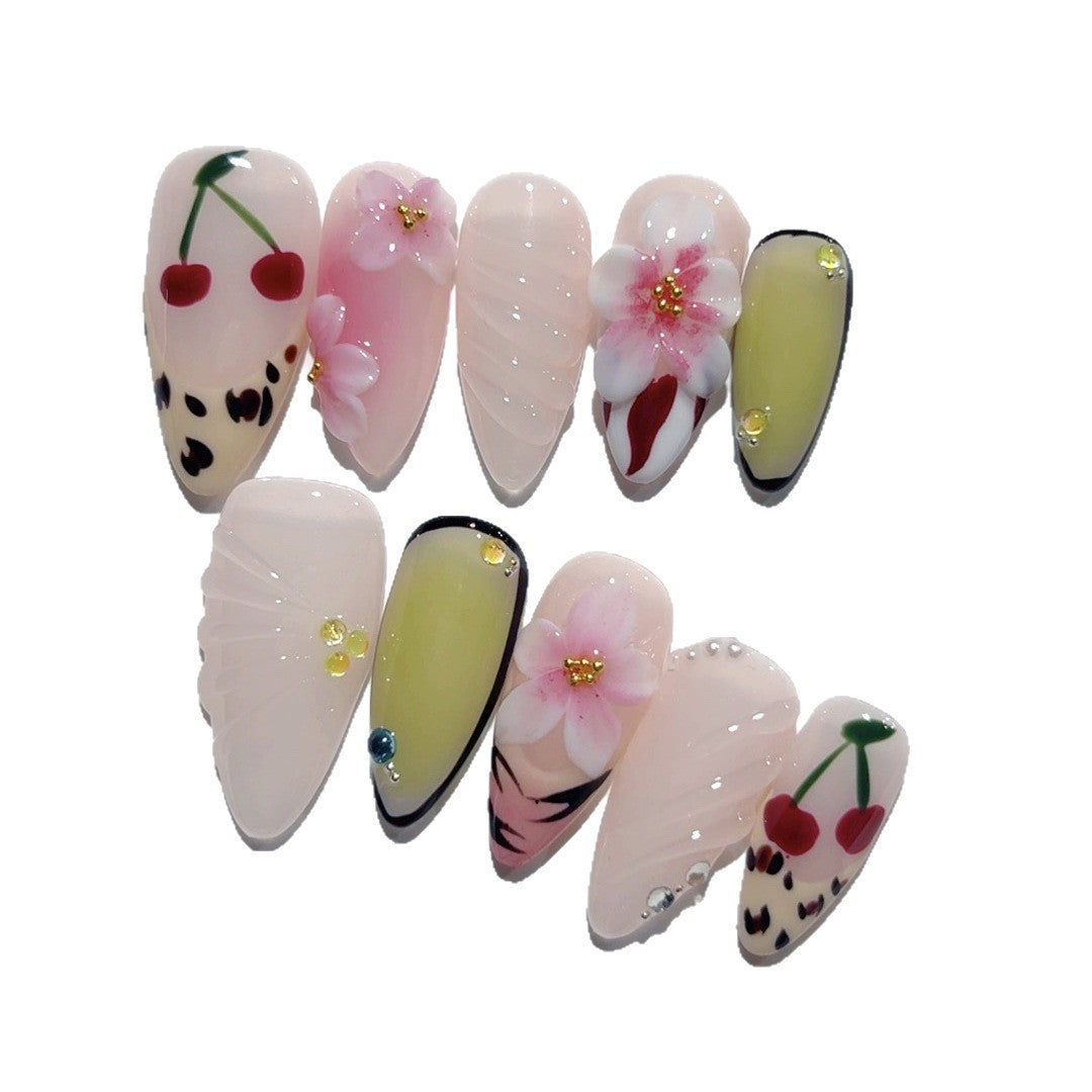 Fruit Fantasy: "Cherry Blossom" – Almond Press-Ons