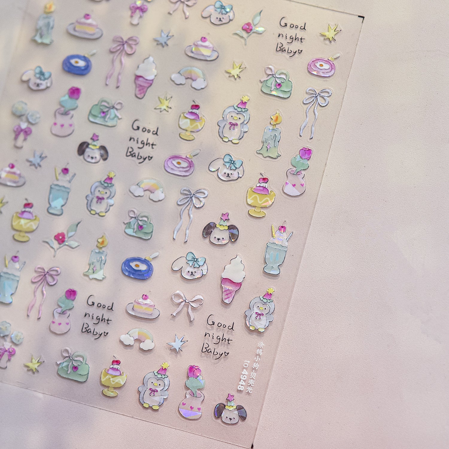 Sweet Party Teddy Collection: "Dreamy Party" – 3D Embossed Nail Sticker