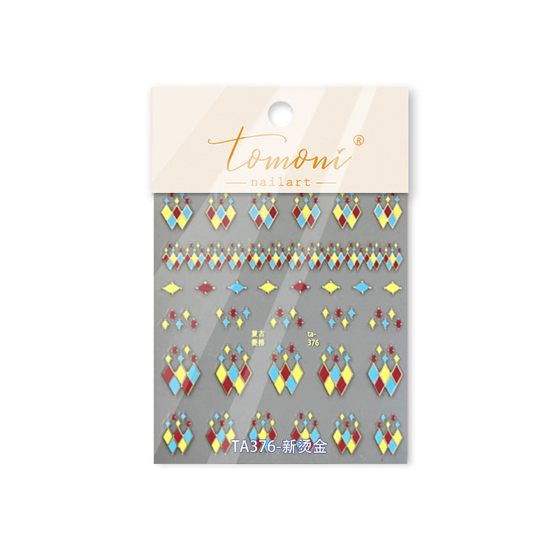 365nails: "Vintage Gold Foil Argyle Geometric" – Nail Art Stickers