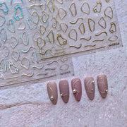 Holographic Geometric: "Iridescent Silver" – 3D Nail Sticker
