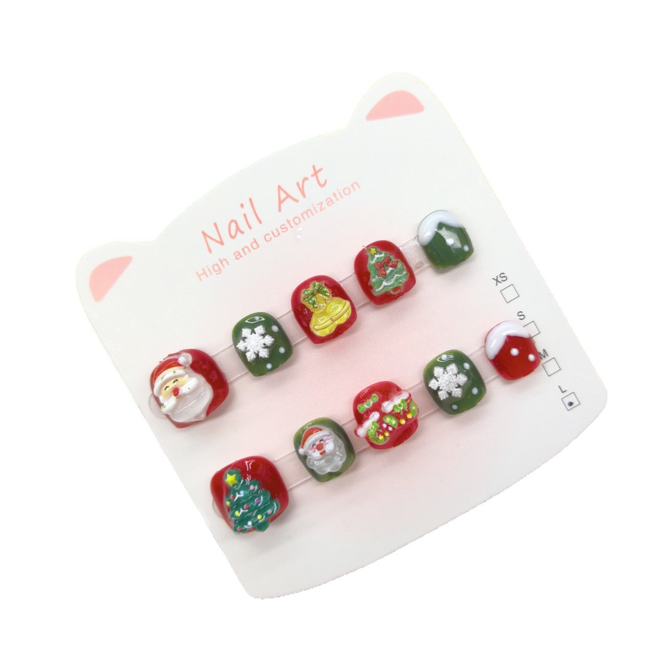 Christmas Cute Kids Press On Nails with Festive Icons