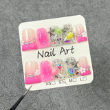 Duck bill nail sweet and cute ice transparent blush nail candy dream flash handmade press on nails wholesale｜365nails