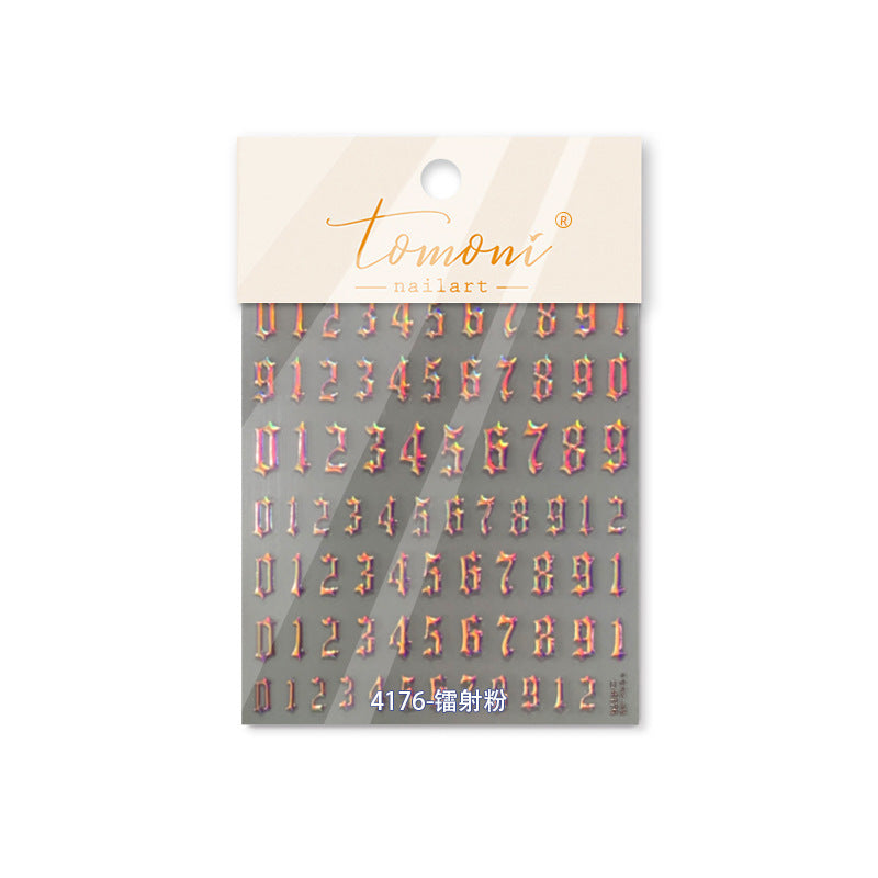 365nails: 「全息哥德老英文字體數字」 – 美甲貼紙