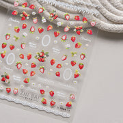 Strawberry Garden Collection: "Sweet Berry" – 3D Embossed Nail Sticker