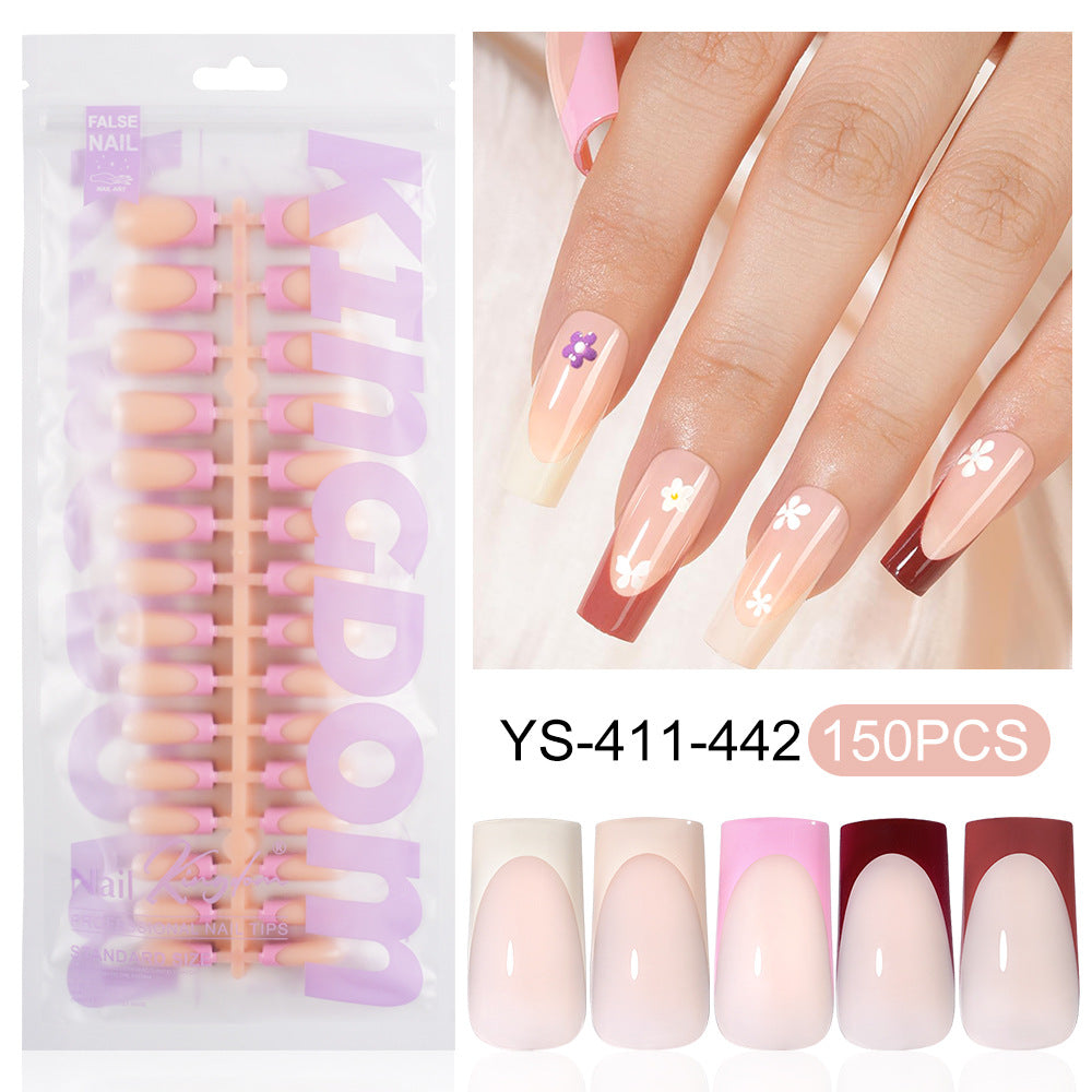 Nail Tips press on nails  explosion five-color French manicure glossy high-end square removable patch fake nail nail piece