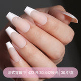 Press on nails French trapezoidal simple high-end sense 30 pieces box detachable fake nail finished pre-made manicure