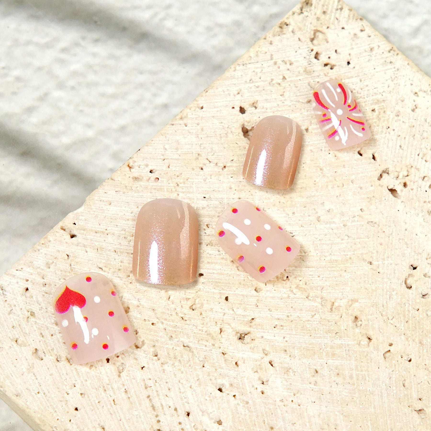 Kids press-on nails Fireworks washable manicure square head glittering gold powder 24 pieces