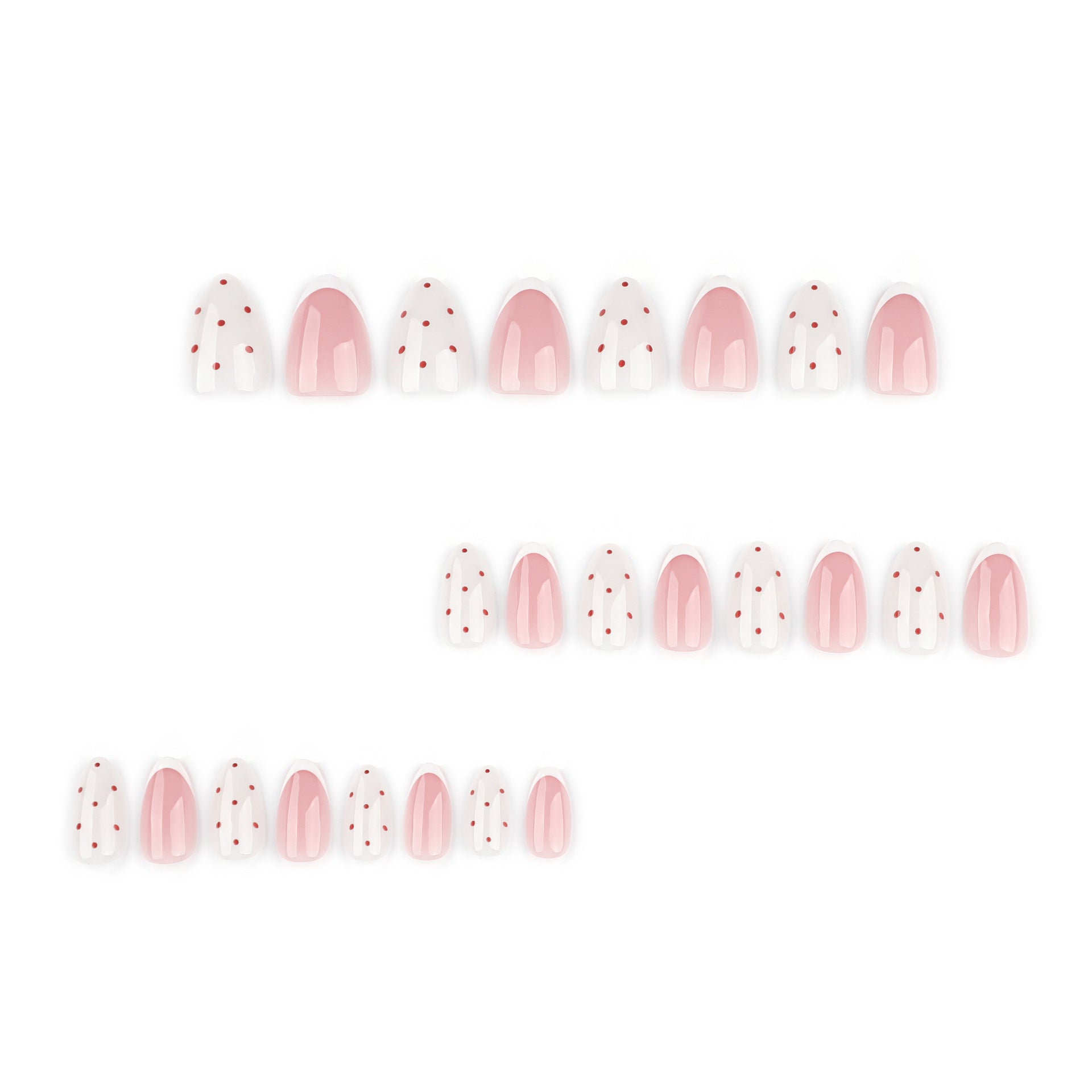 Almond Polka Dots Simple French White press-on nails