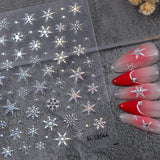 Winter Laser Snowflake Nail Art Sticker 5D Embossed Three-dimensional Hot Silver Snowflake DIY Nail Sticker Jewelry SL