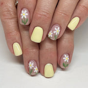 夏日 INS 風 短款方形穿戴甲 小雛菊清新美甲 批發｜365nails