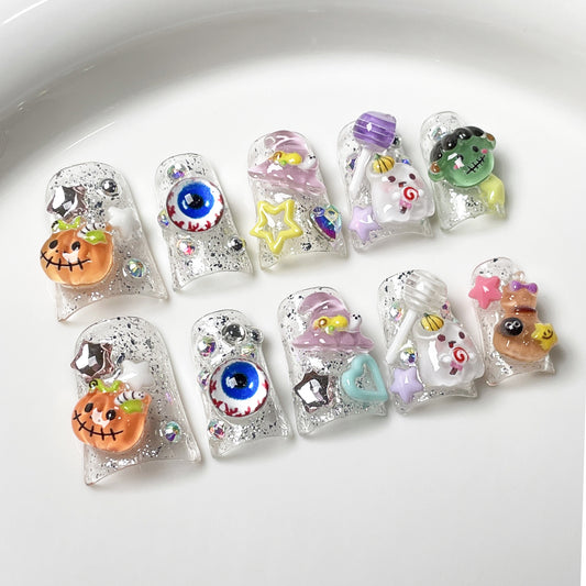 Cute Halloween new Duckbill Shape armor ice transparent flash small fresh handmade armor wholesale｜365nails