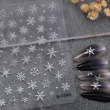 Winter Laser Snowflake Nail Art Sticker 5D Embossed Three-dimensional Hot Silver Snowflake DIY Nail Sticker Jewelry SL