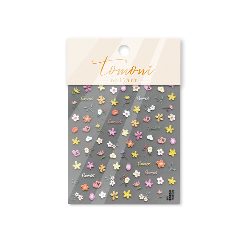 Pastel Wildflower Mix: "Meadow Wildflower Bouquet" – 5D Embossed Nail Sticker