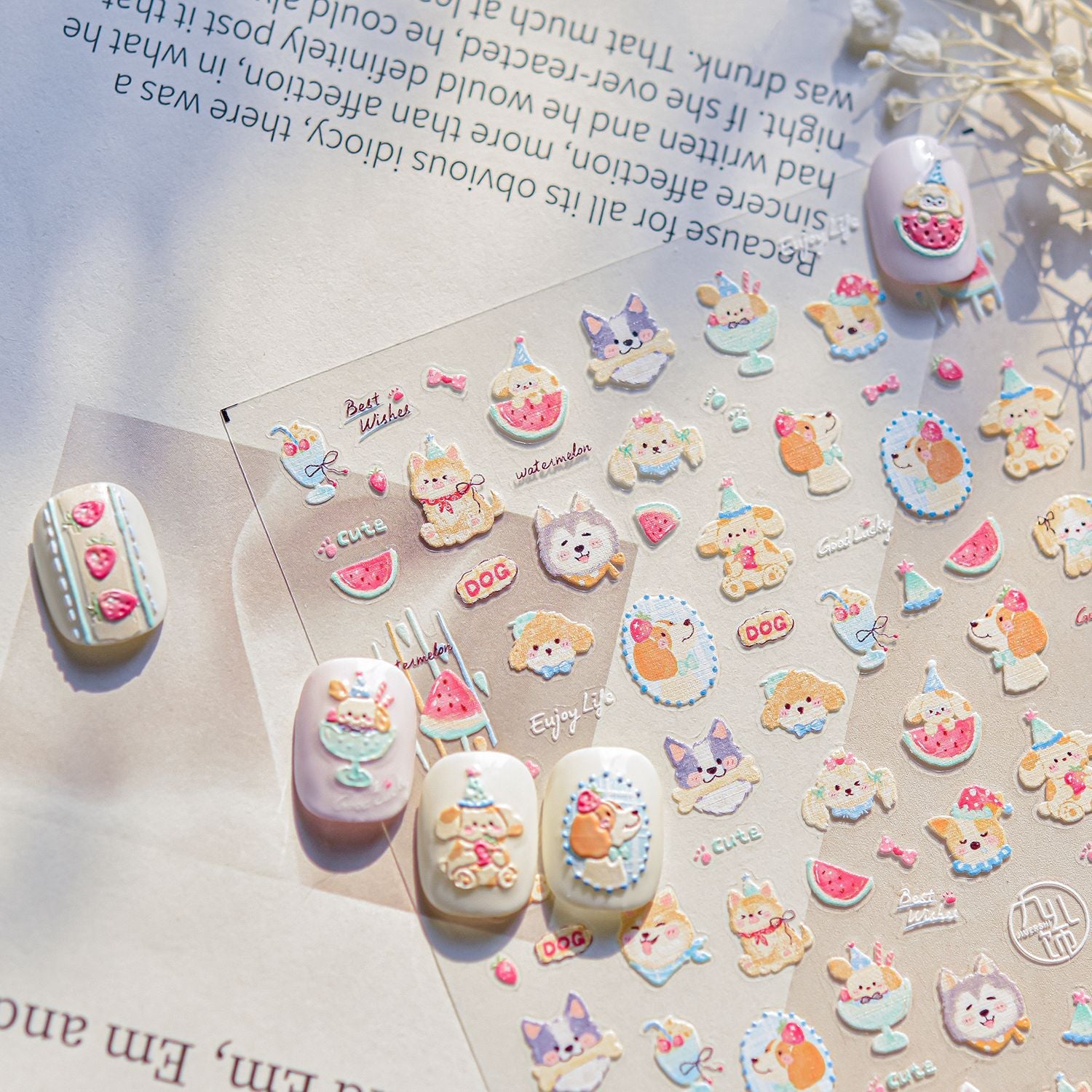 365nails: "Cute Shiba Inu Dog Summer Fruit" – Nail Art Stickers